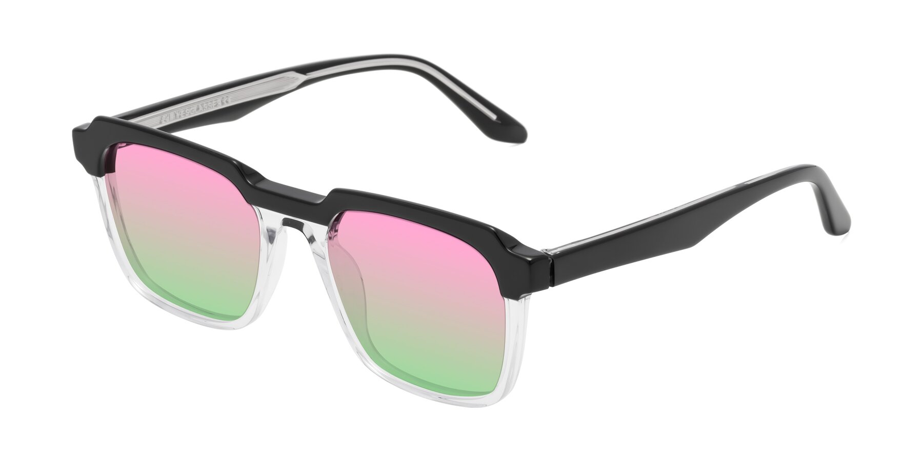 Angle of Zell in Black-Clear with Pink / Green Gradient Lenses