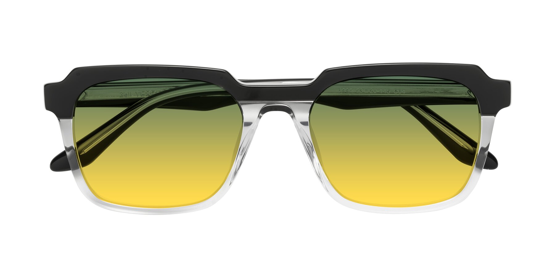 Folded Front of Zell in Black-Clear with Green / Yellow Gradient Lenses