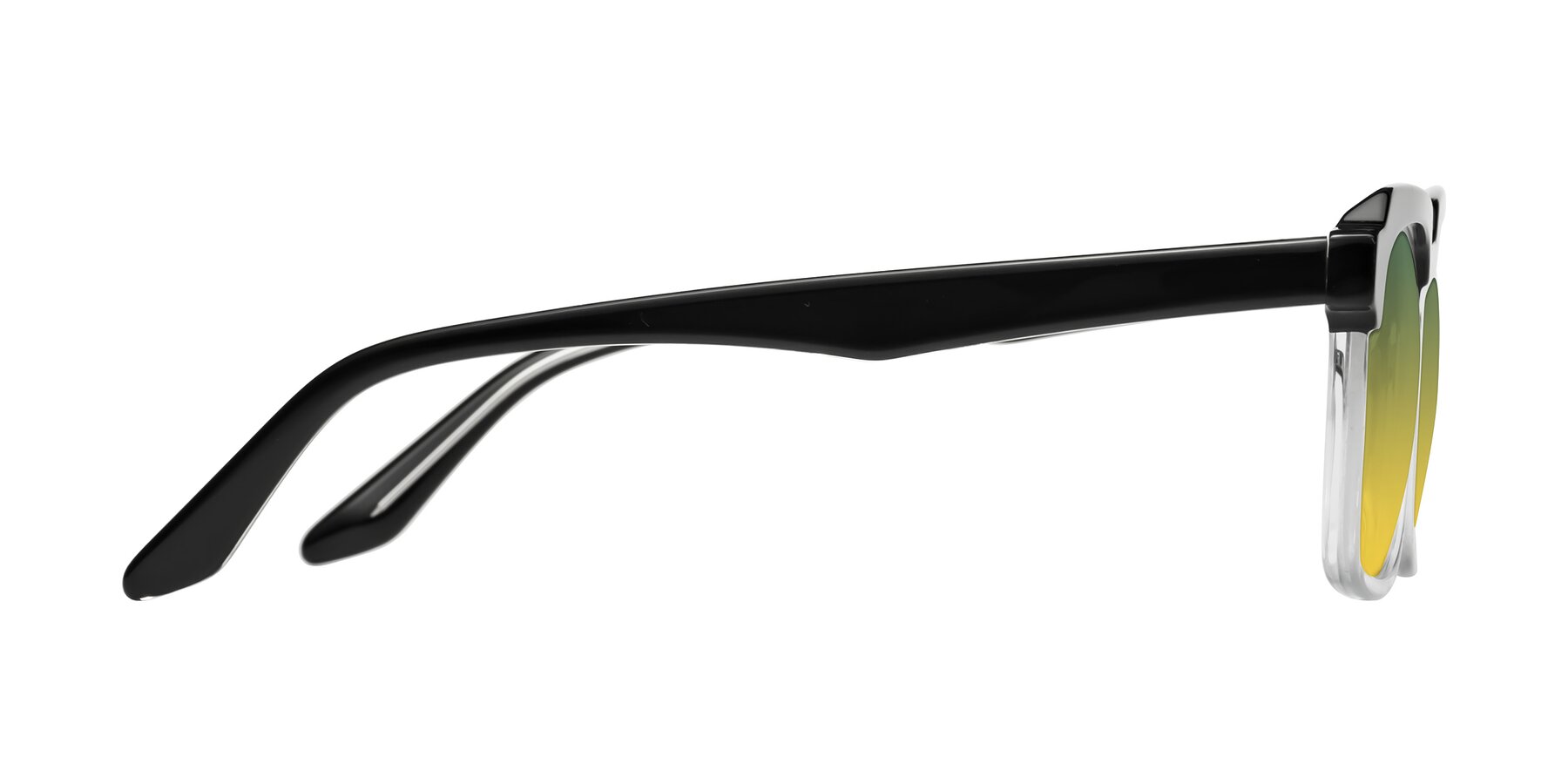 Side of Zell in Black-Clear with Green / Yellow Gradient Lenses