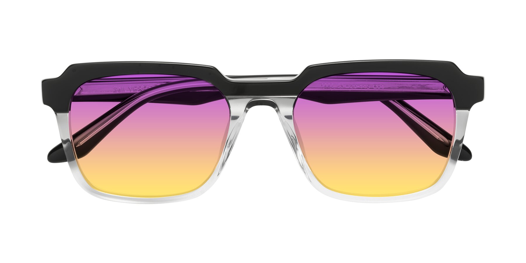 Folded Front of Zell in Black-Clear with Purple / Yellow Gradient Lenses