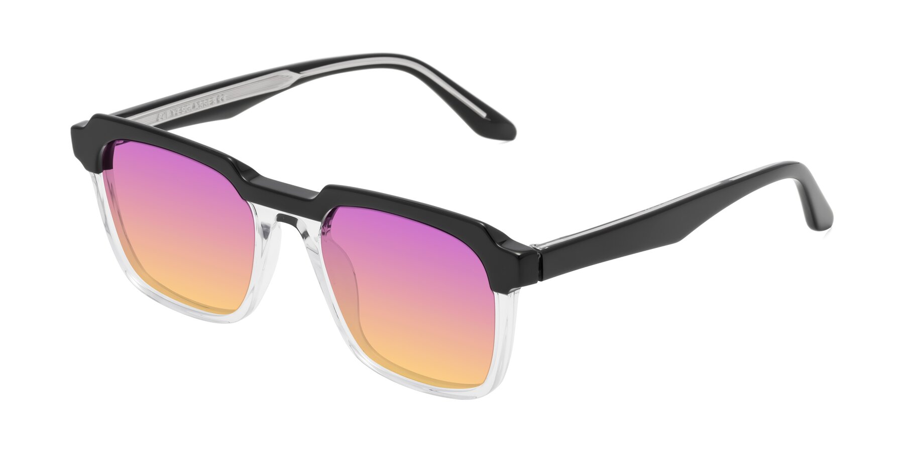 Angle of Zell in Black-Clear with Purple / Yellow Gradient Lenses