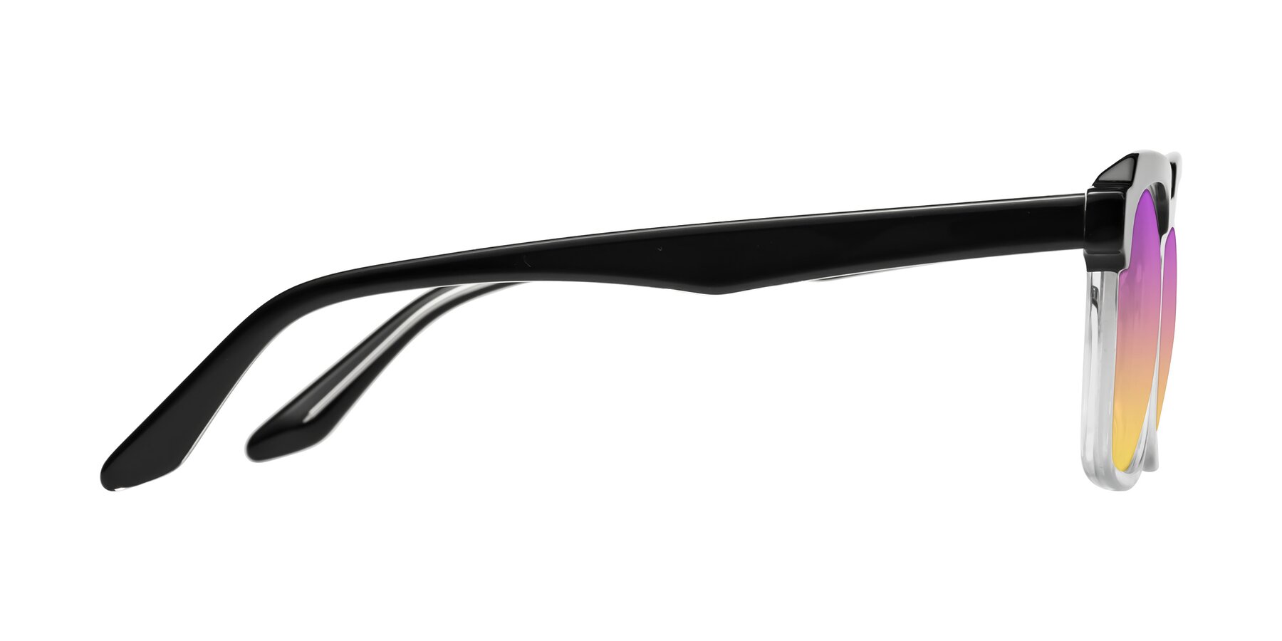 Side of Zell in Black-Clear with Purple / Yellow Gradient Lenses