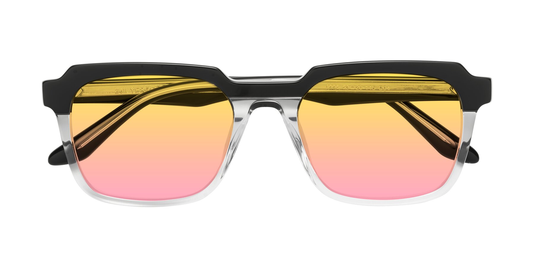Folded Front of Zell in Black-Clear with Yellow / Pink Gradient Lenses