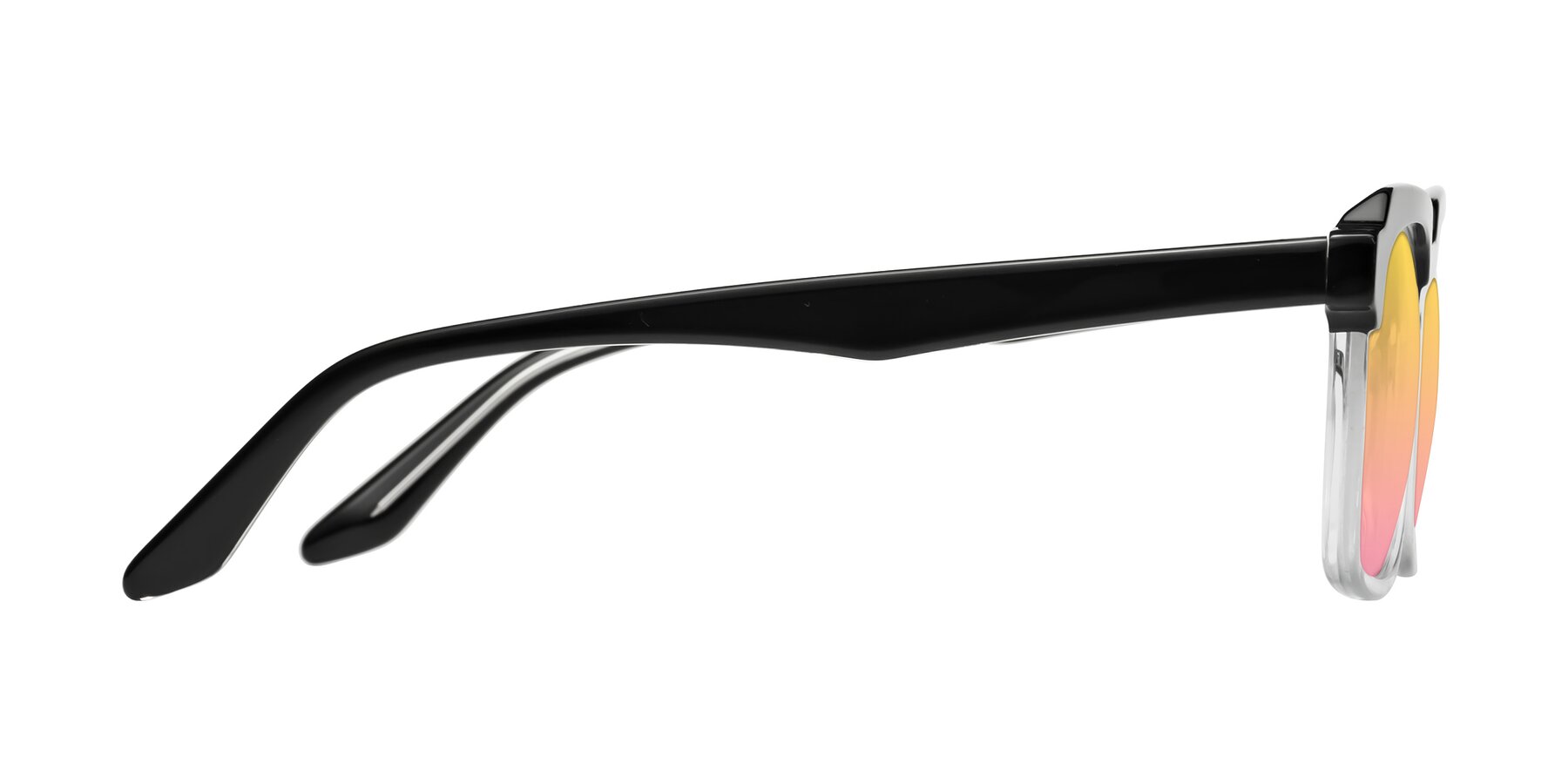 Side of Zell in Black-Clear with Yellow / Pink Gradient Lenses