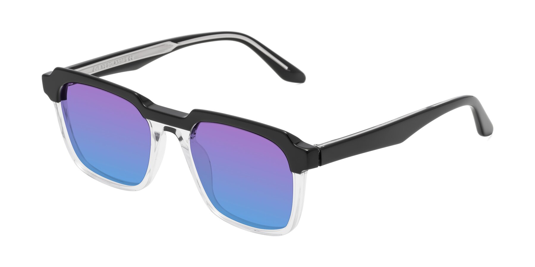Angle of Zell in Black-Clear with Purple / Blue Gradient Lenses