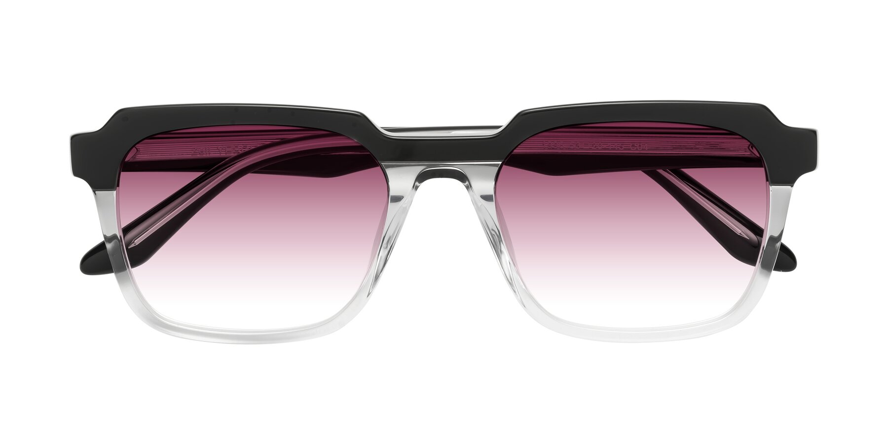 Folded Front of Zell in Black-Clear with Wine Gradient Lenses