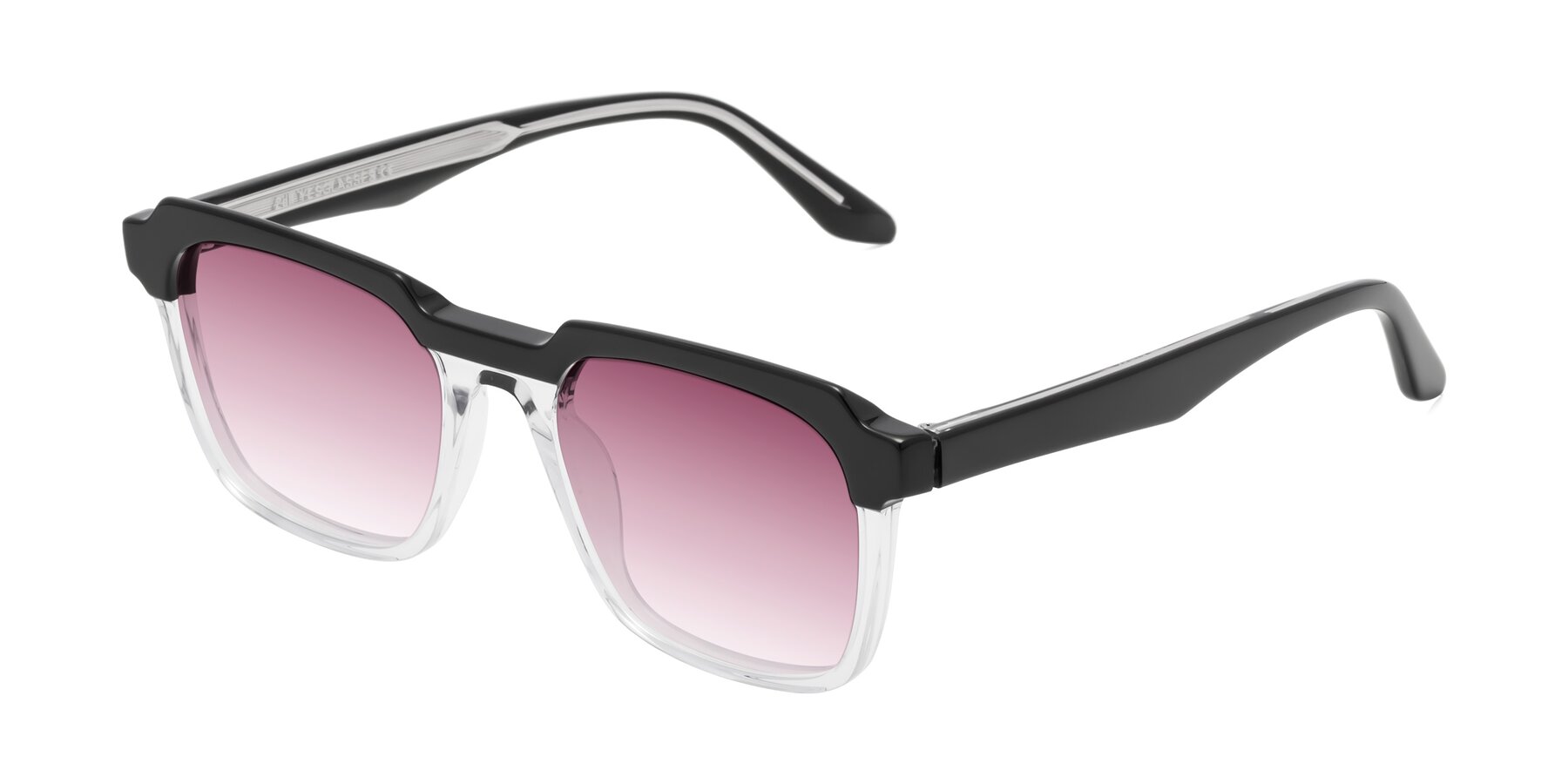 Angle of Zell in Black-Clear with Wine Gradient Lenses