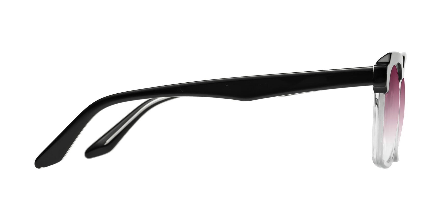 Side of Zell in Black-Clear with Wine Gradient Lenses