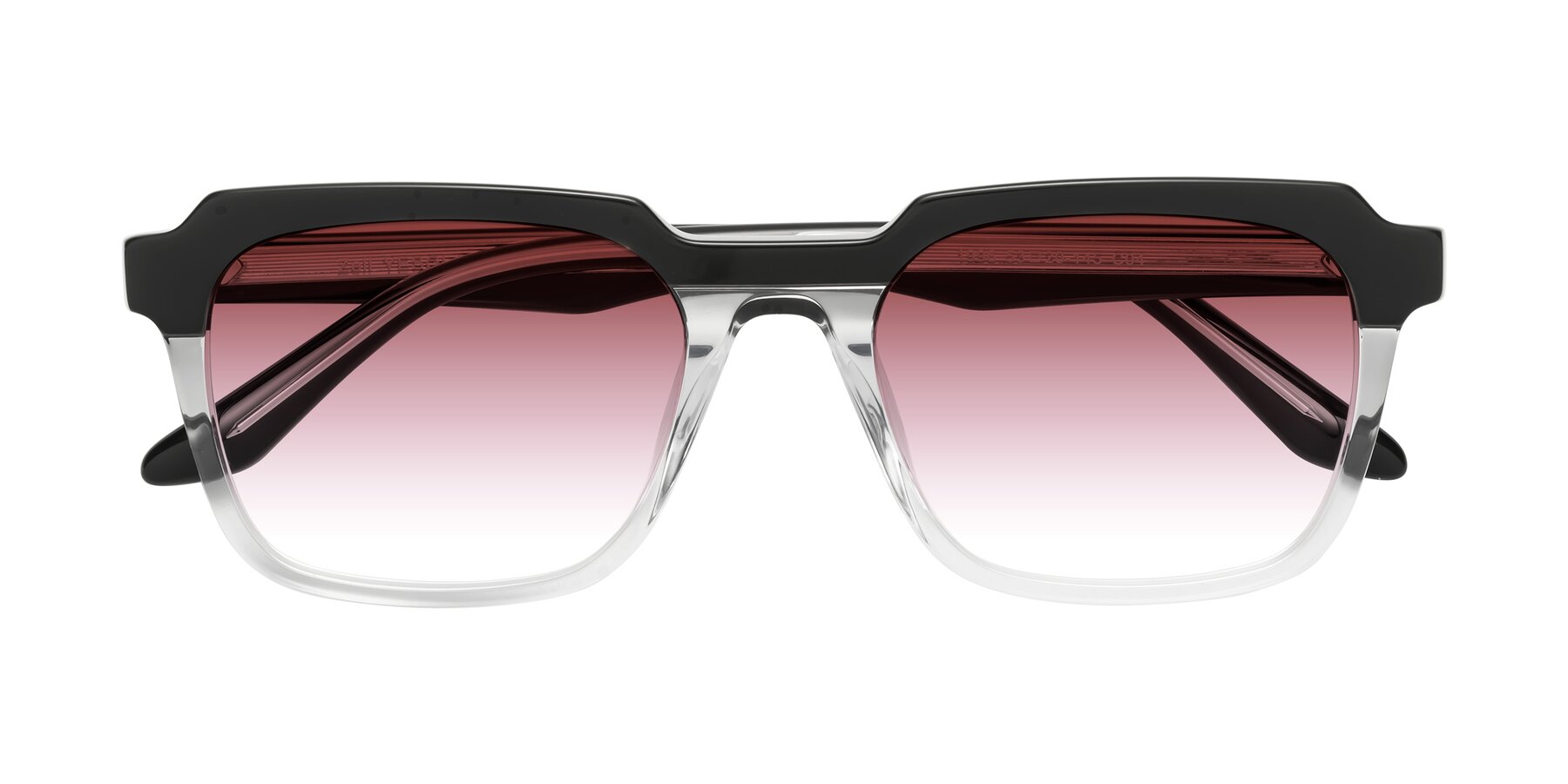 Folded Front of Zell in Black-Clear with Garnet Gradient Lenses