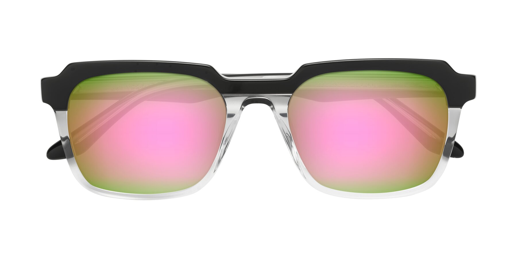 Folded Front of Zell in Black-Clear with Pink Mirrored Lenses