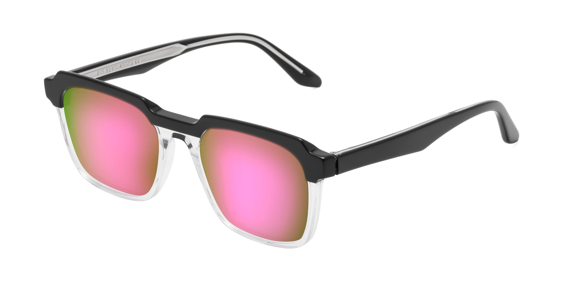 Angle of Zell in Black-Clear with Pink Mirrored Lenses