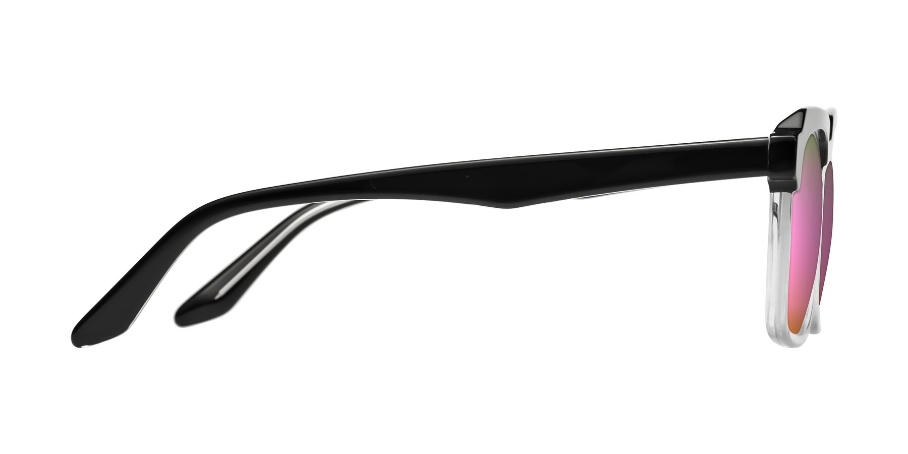 Side of Zell in Black-Clear with Pink Mirrored Lenses