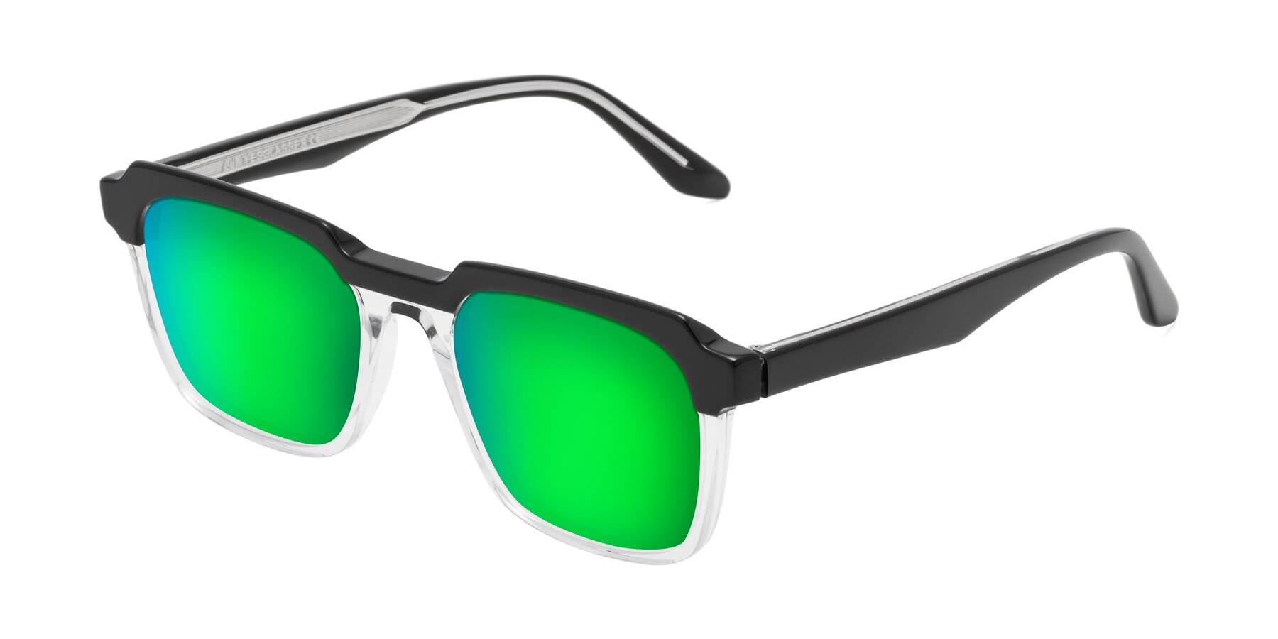 Angle of Zell in Black-Clear with Green Mirrored Lenses