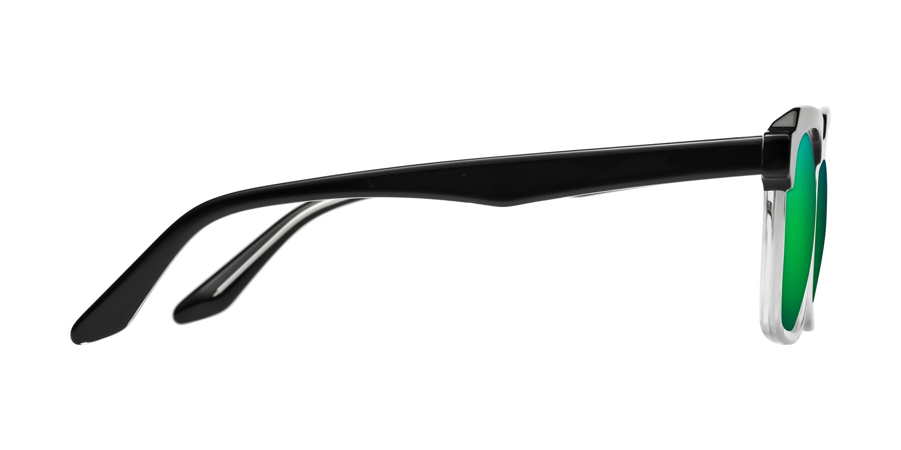 Side of Zell in Black-Clear with Green Mirrored Lenses