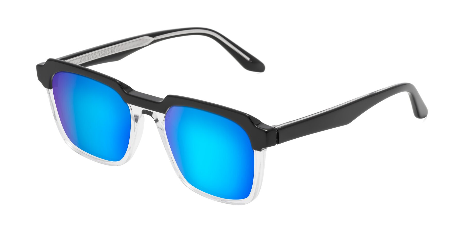 Angle of Zell in Black-Clear with Blue Mirrored Lenses