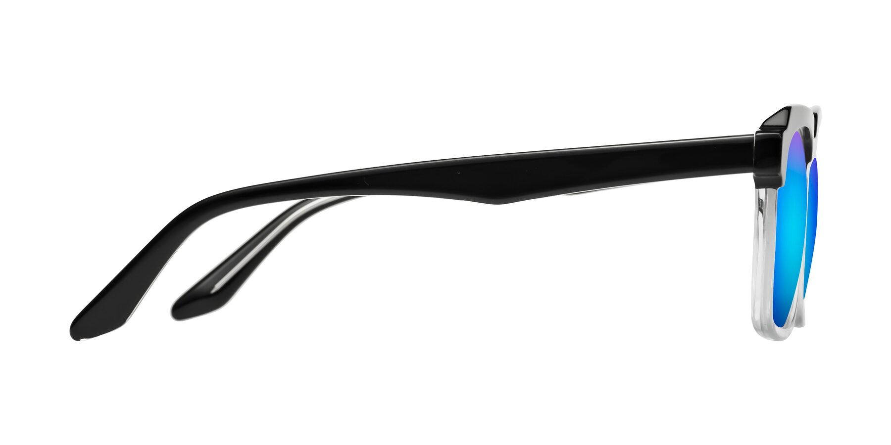 Side of Zell in Black-Clear with Blue Mirrored Lenses