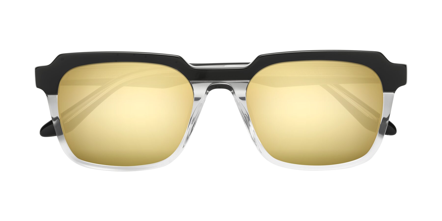 Folded Front of Zell in Black-Clear with Gold Mirrored Lenses