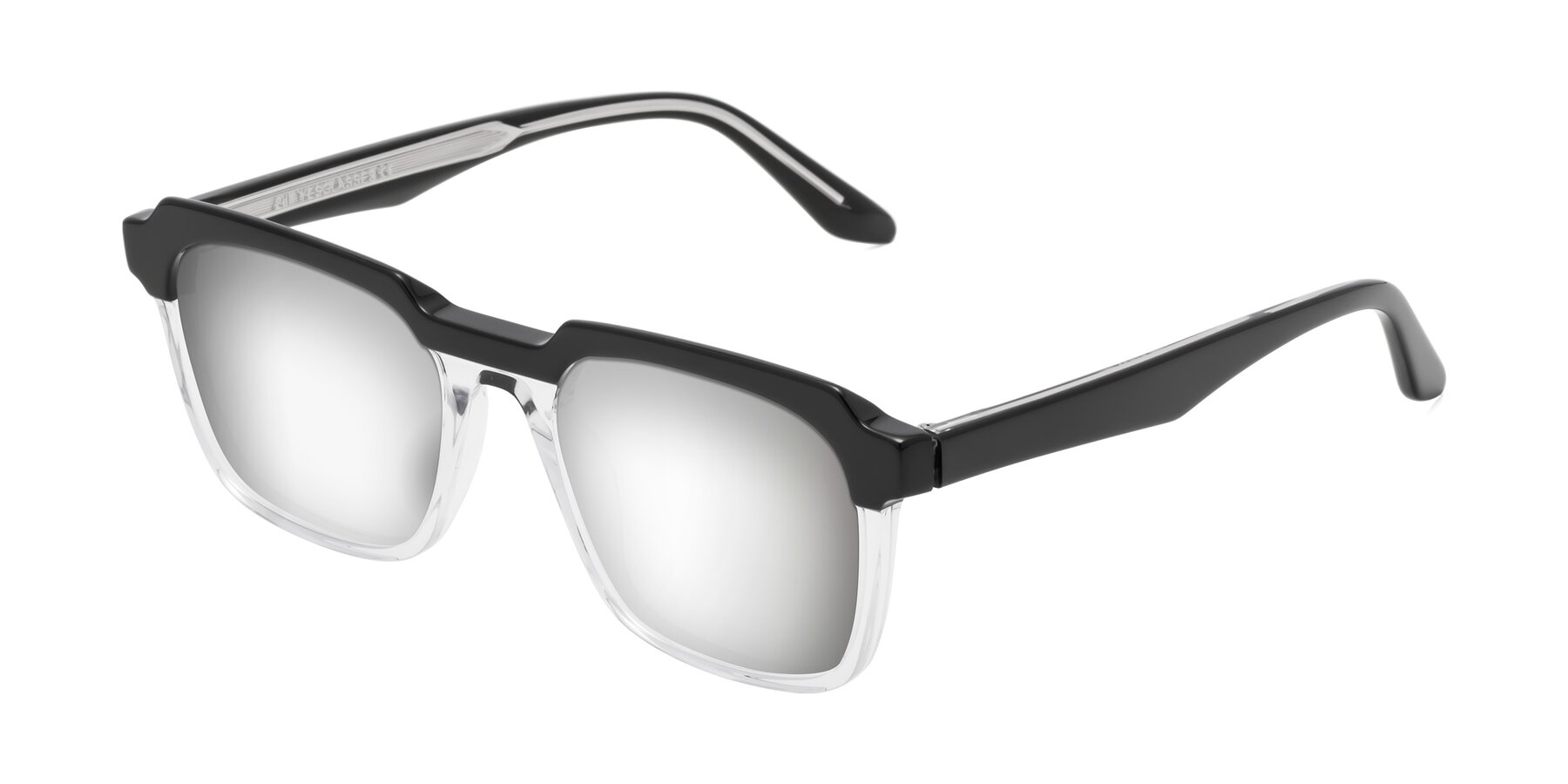 Angle of Zell in Black-Clear with Silver Mirrored Lenses