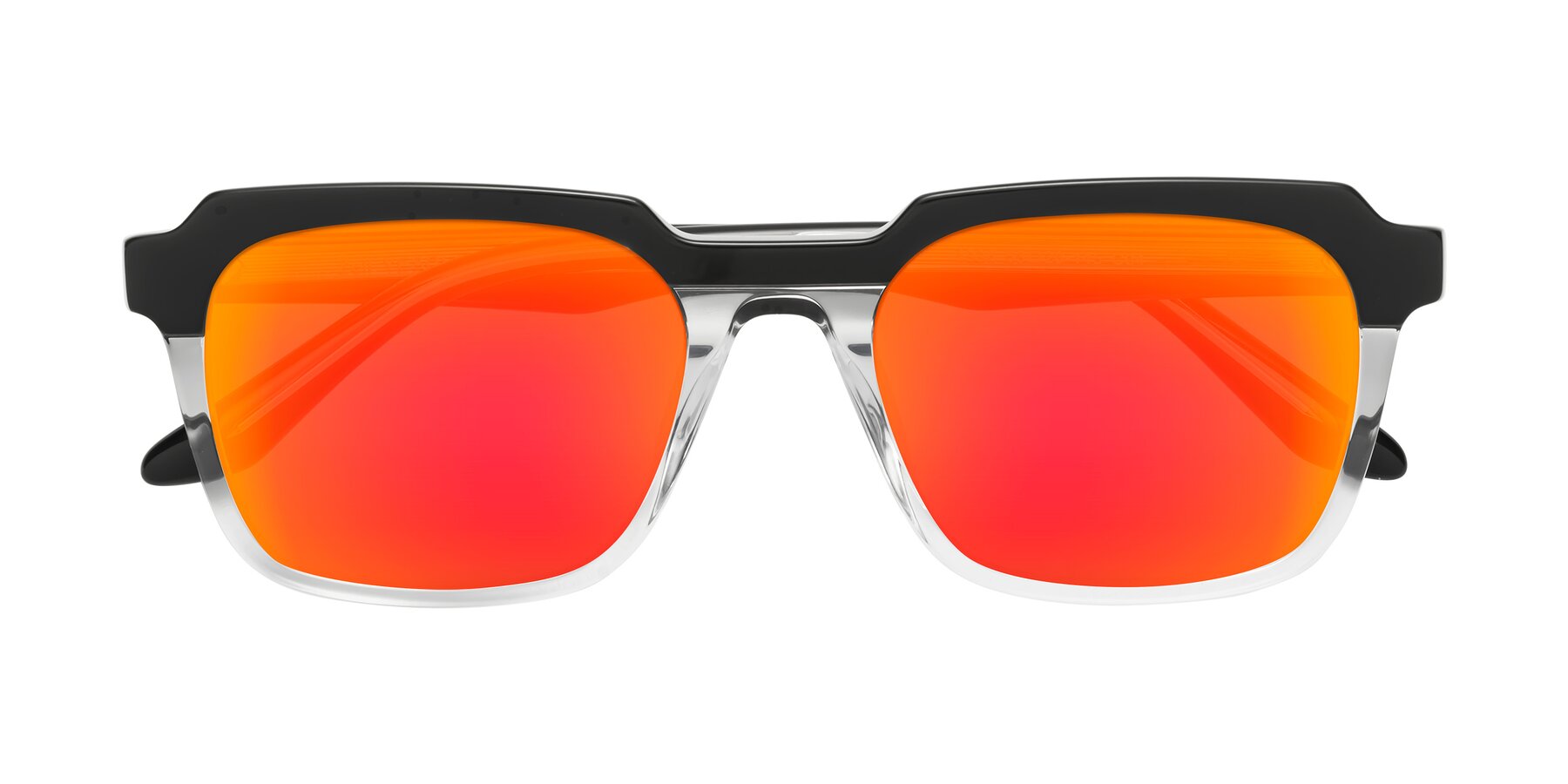 Folded Front of Zell in Black-Clear with Red Gold Mirrored Lenses