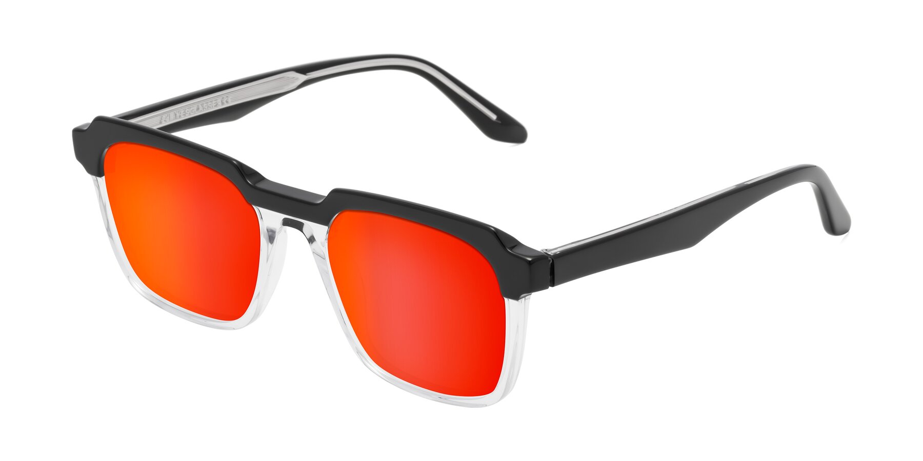 Angle of Zell in Black-Clear with Red Gold Mirrored Lenses
