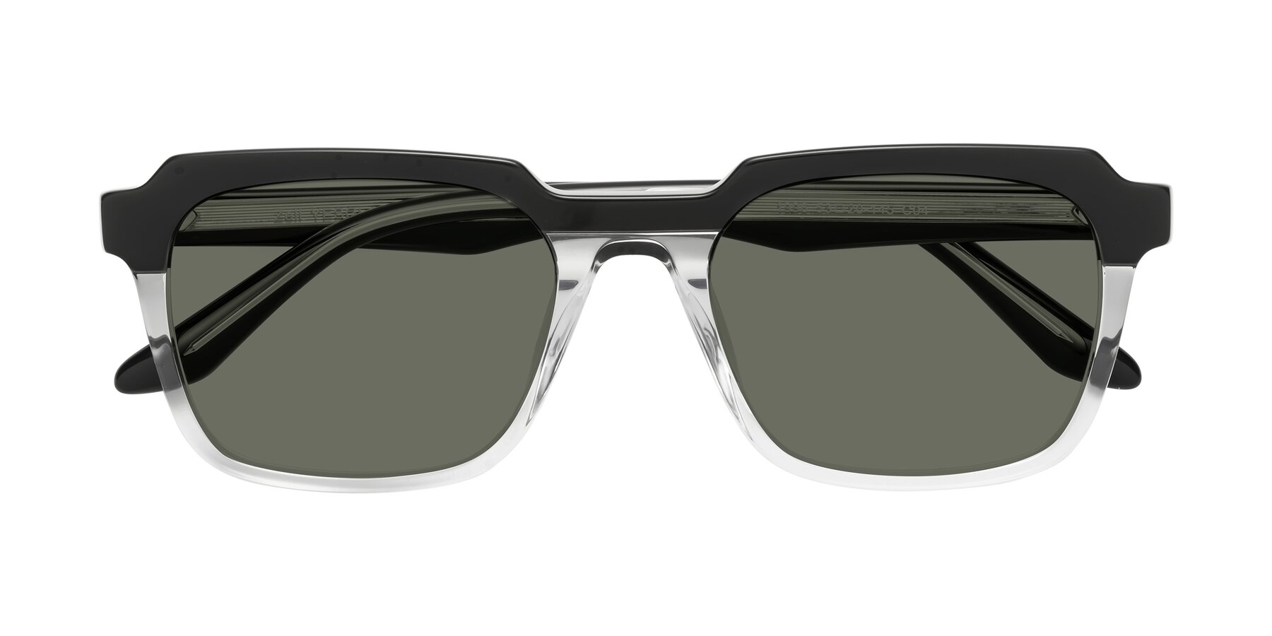 Folded Front of Zell in Black-Clear with Gray Polarized Lenses
