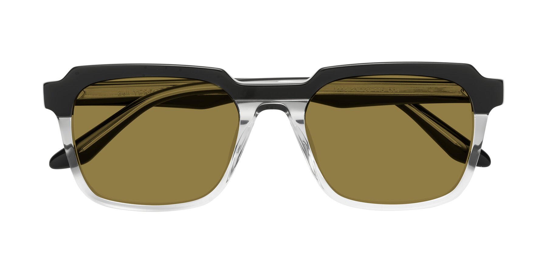 Folded Front of Zell in Black-Clear with Brown Polarized Lenses