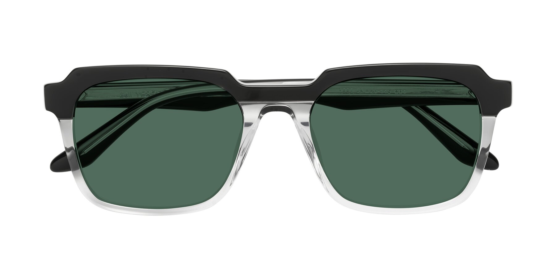 Folded Front of Zell in Black-Clear with Green Polarized Lenses