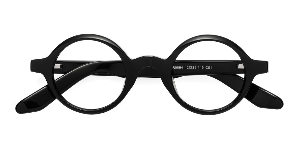 Black Retro-Vintage Acetate Round Eyeglasses - School