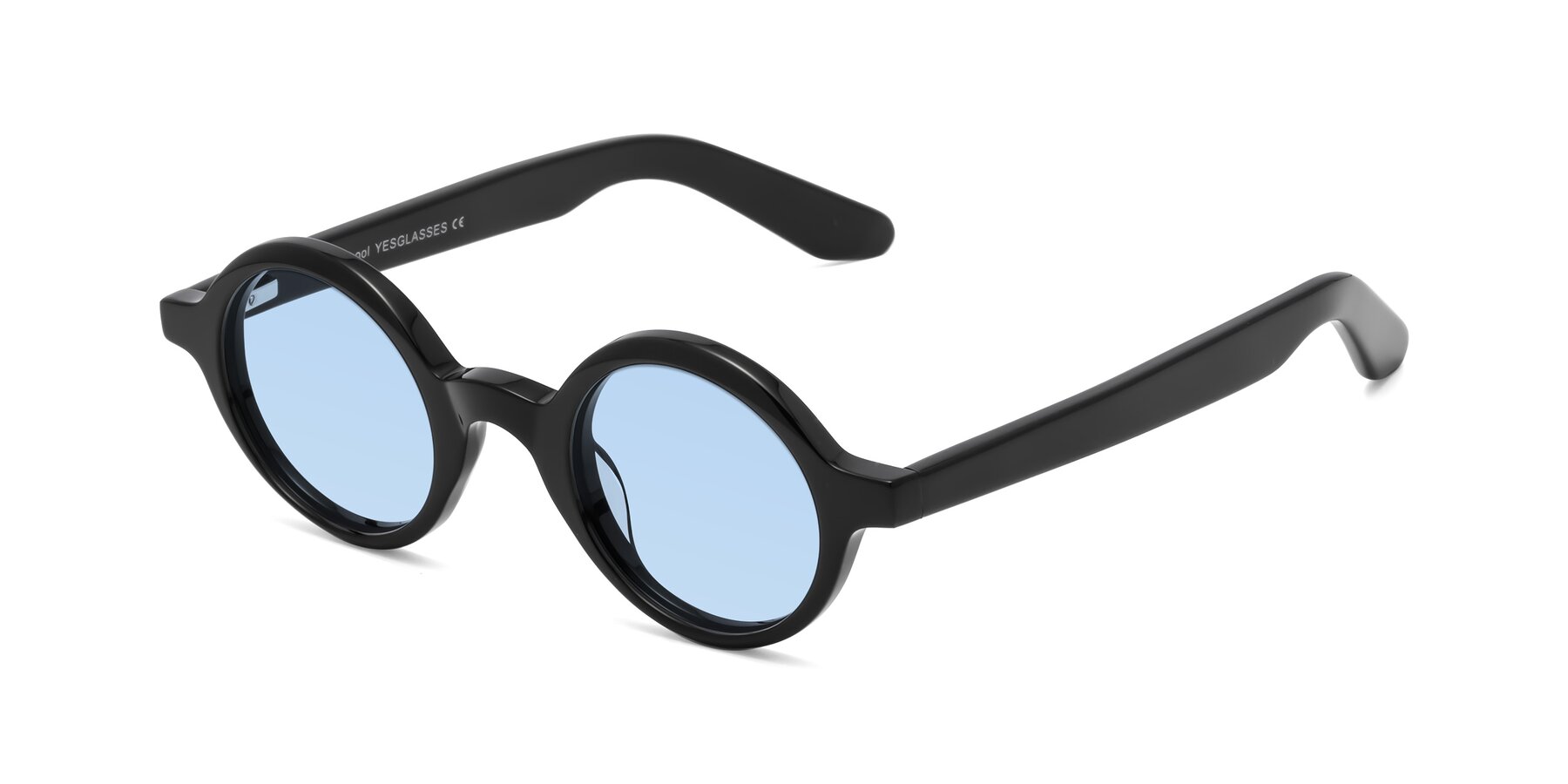 Angle of School in Black with Light Blue Tinted Lenses