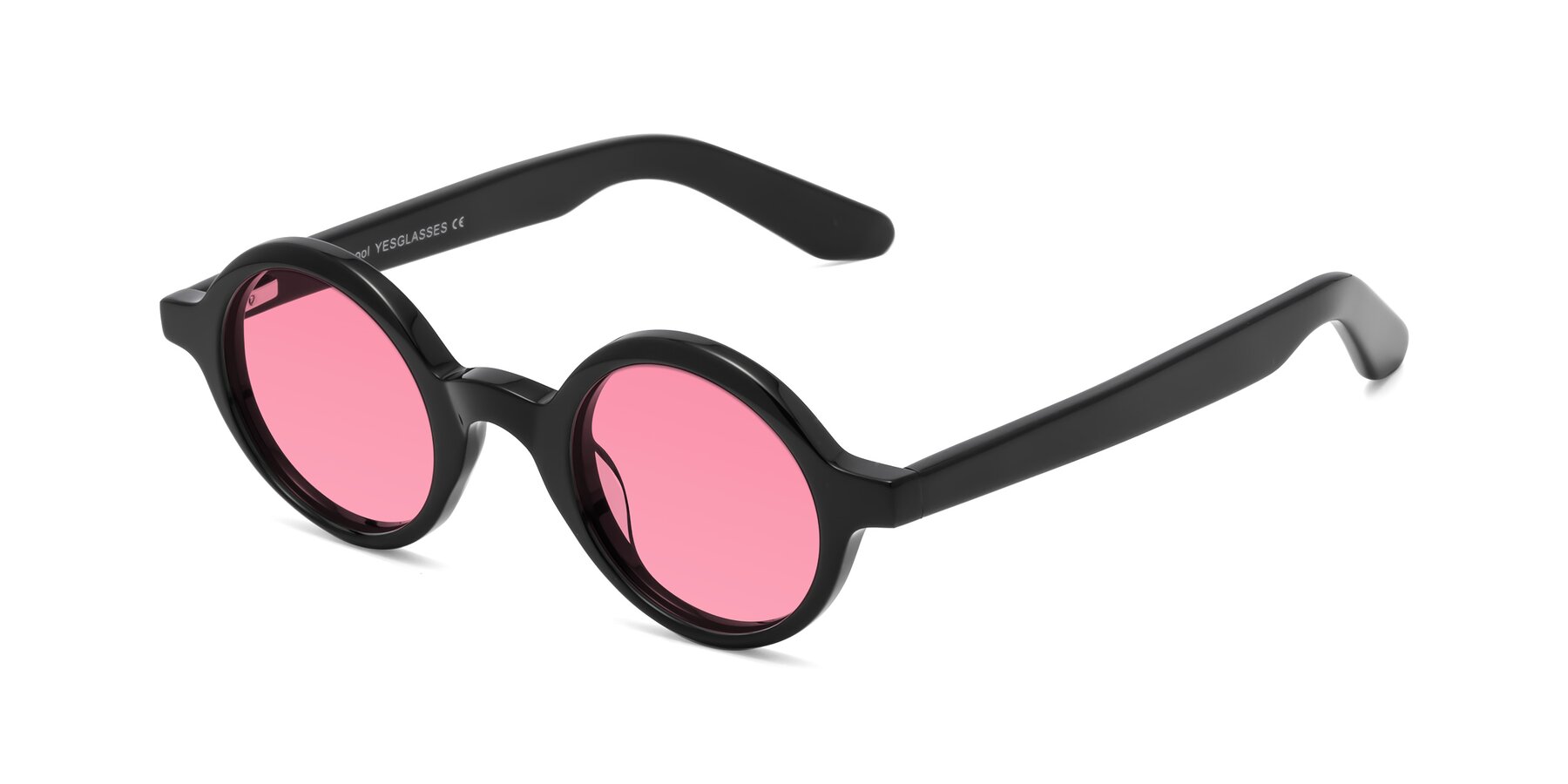 Angle of School in Black with Pink Tinted Lenses