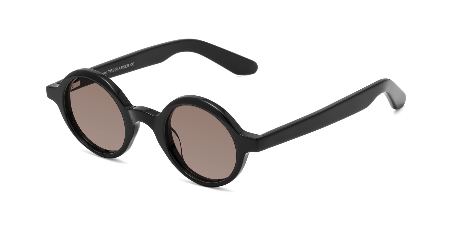 Angle of School in Black with Medium Brown Tinted Lenses
