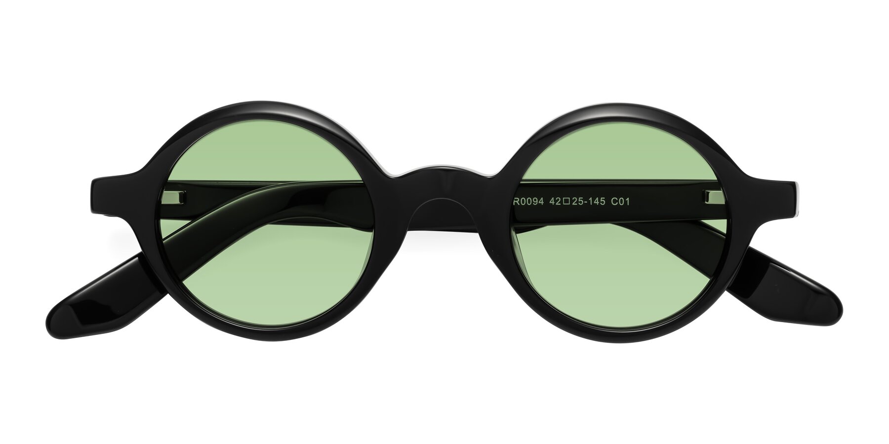 Folded Front of School in Black with Medium Green Tinted Lenses