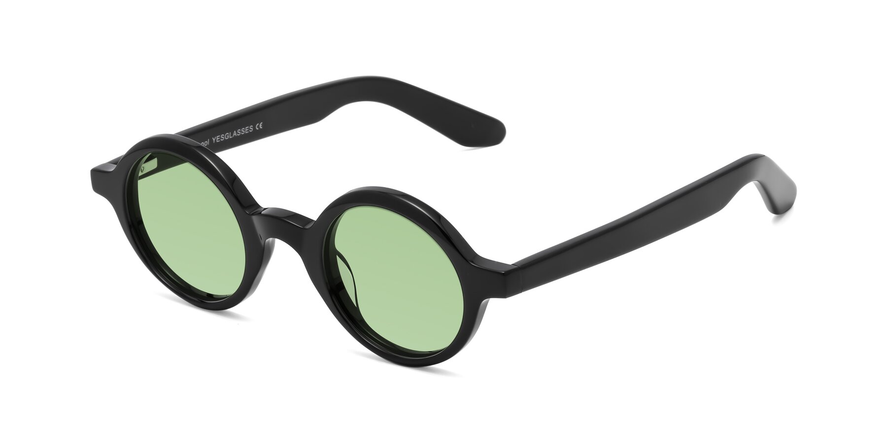 Angle of School in Black with Medium Green Tinted Lenses