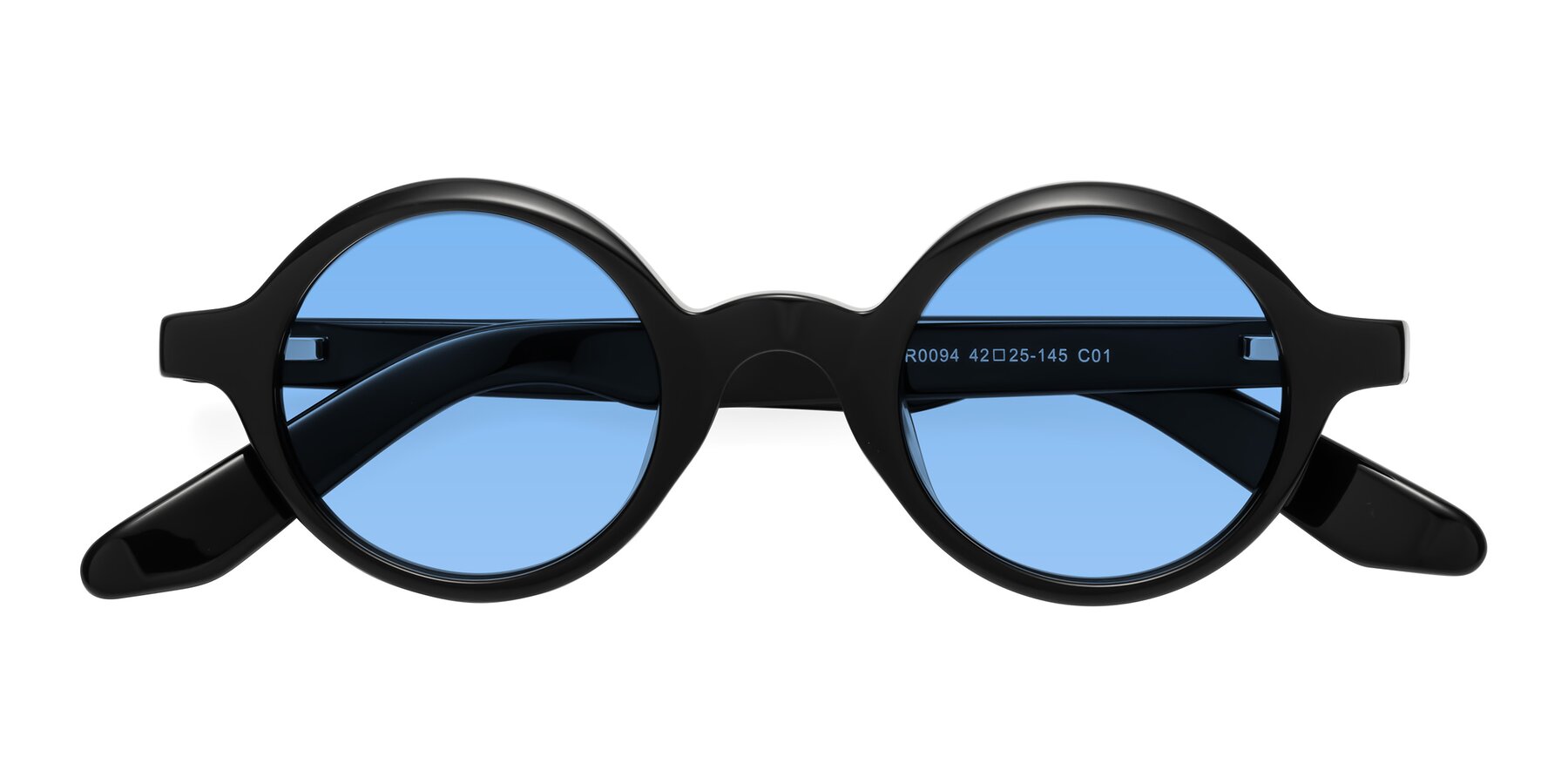 Folded Front of School in Black with Medium Blue Tinted Lenses