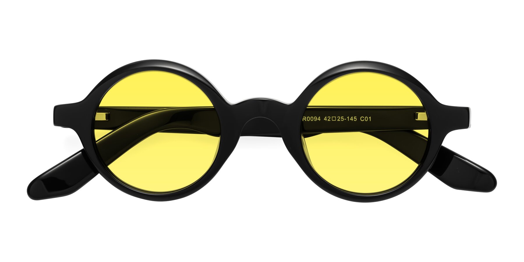 Folded Front of School in Black with Medium Yellow Tinted Lenses