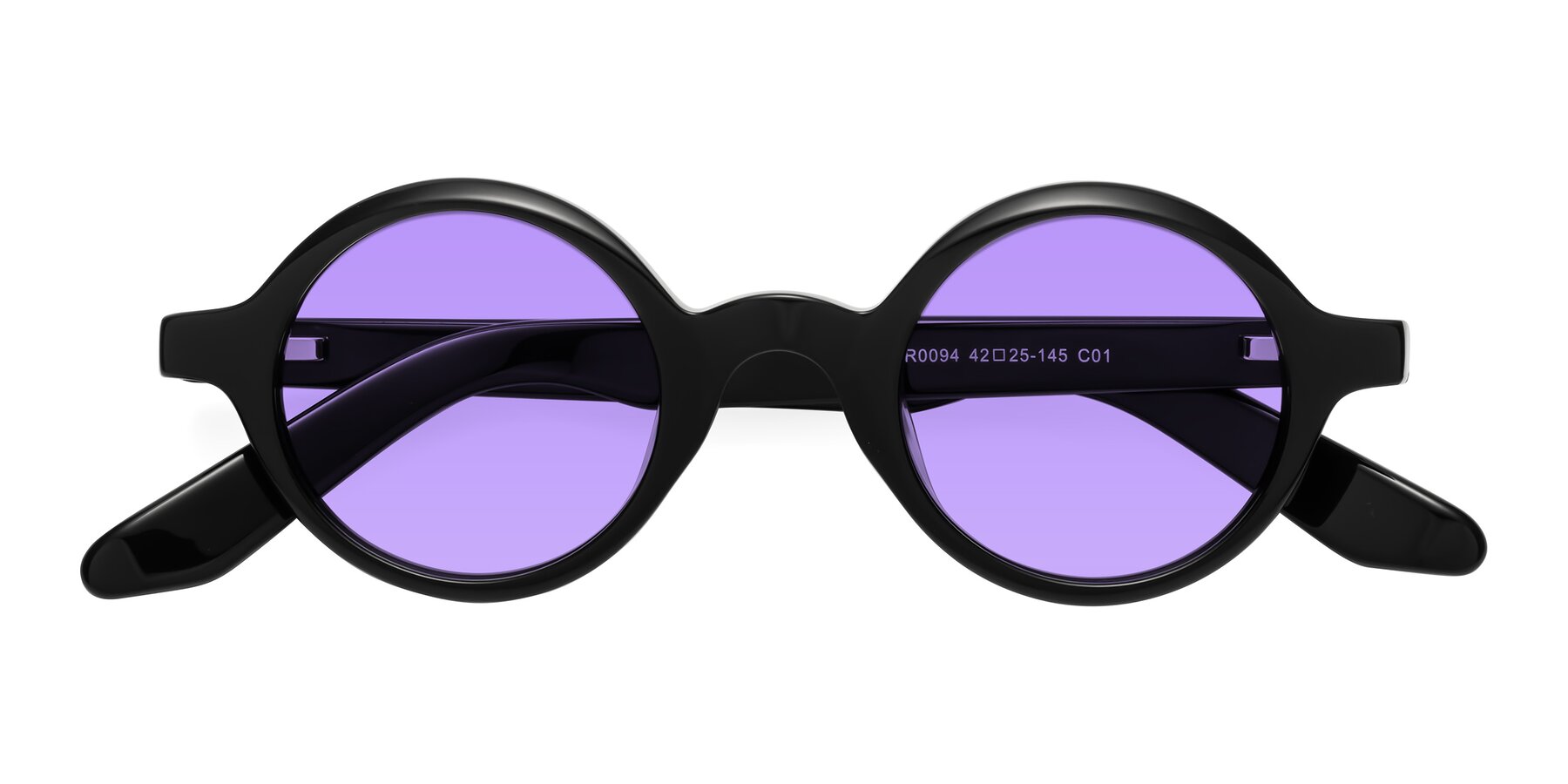 Folded Front of School in Black with Medium Purple Tinted Lenses