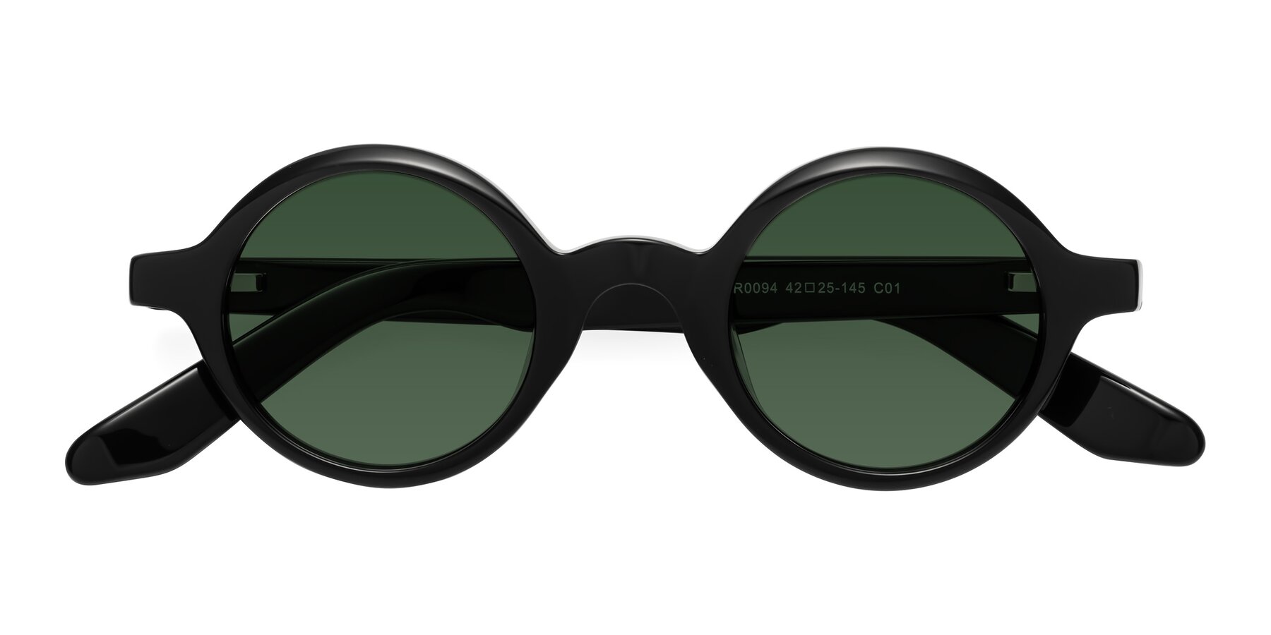 Folded Front of School in Black with Green Tinted Lenses