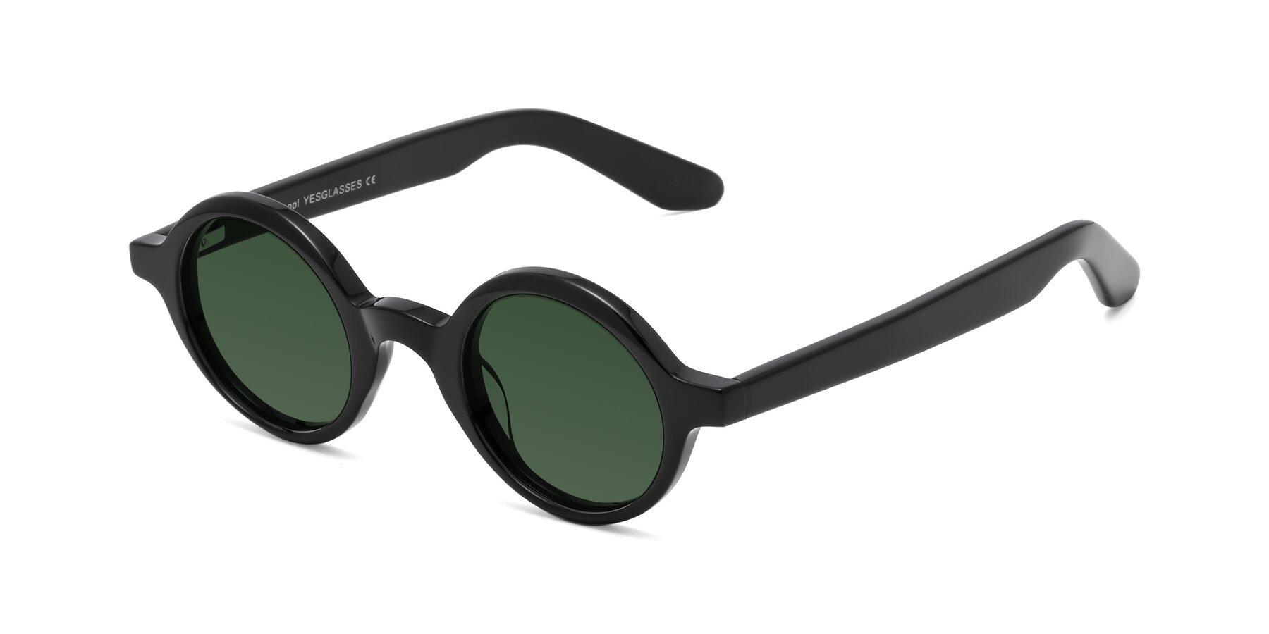Angle of School in Black with Green Tinted Lenses