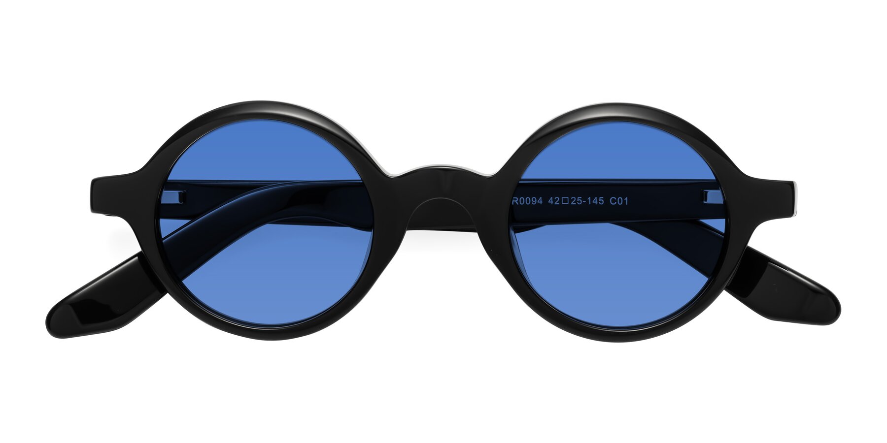Folded Front of School in Black with Blue Tinted Lenses
