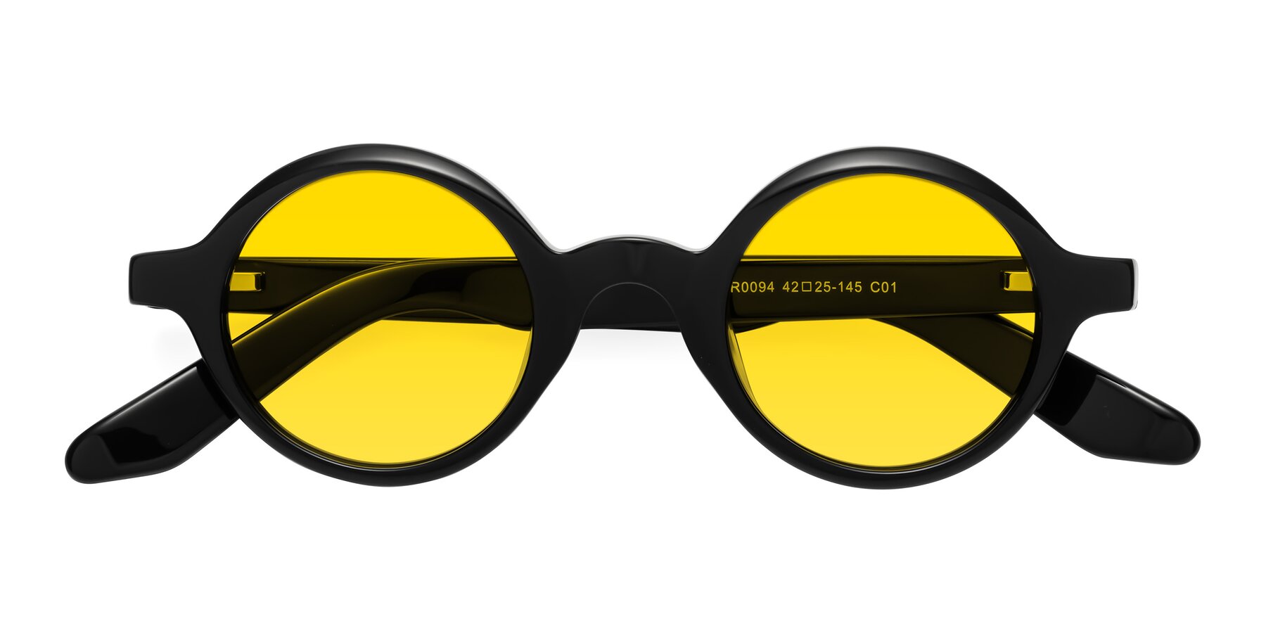 Folded Front of School in Black with Yellow Tinted Lenses