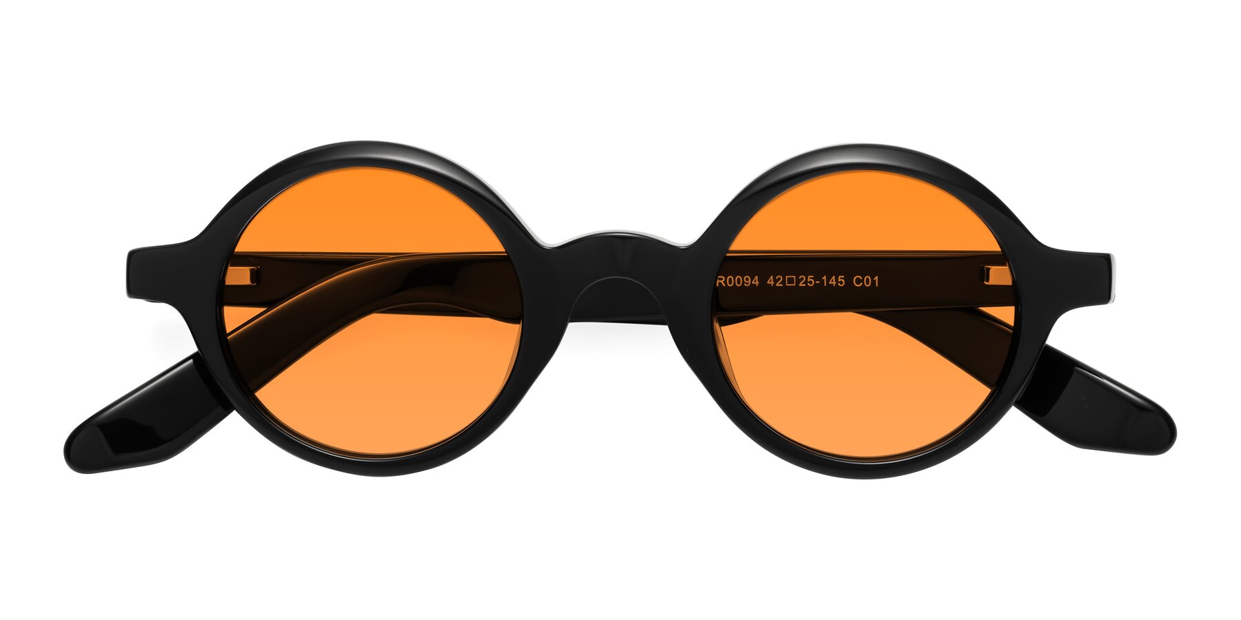 Folded Front of School in Black with Orange Tinted Lenses