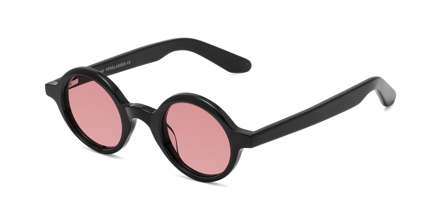 Angle of School in Black with Medium Garnet Tinted Lenses