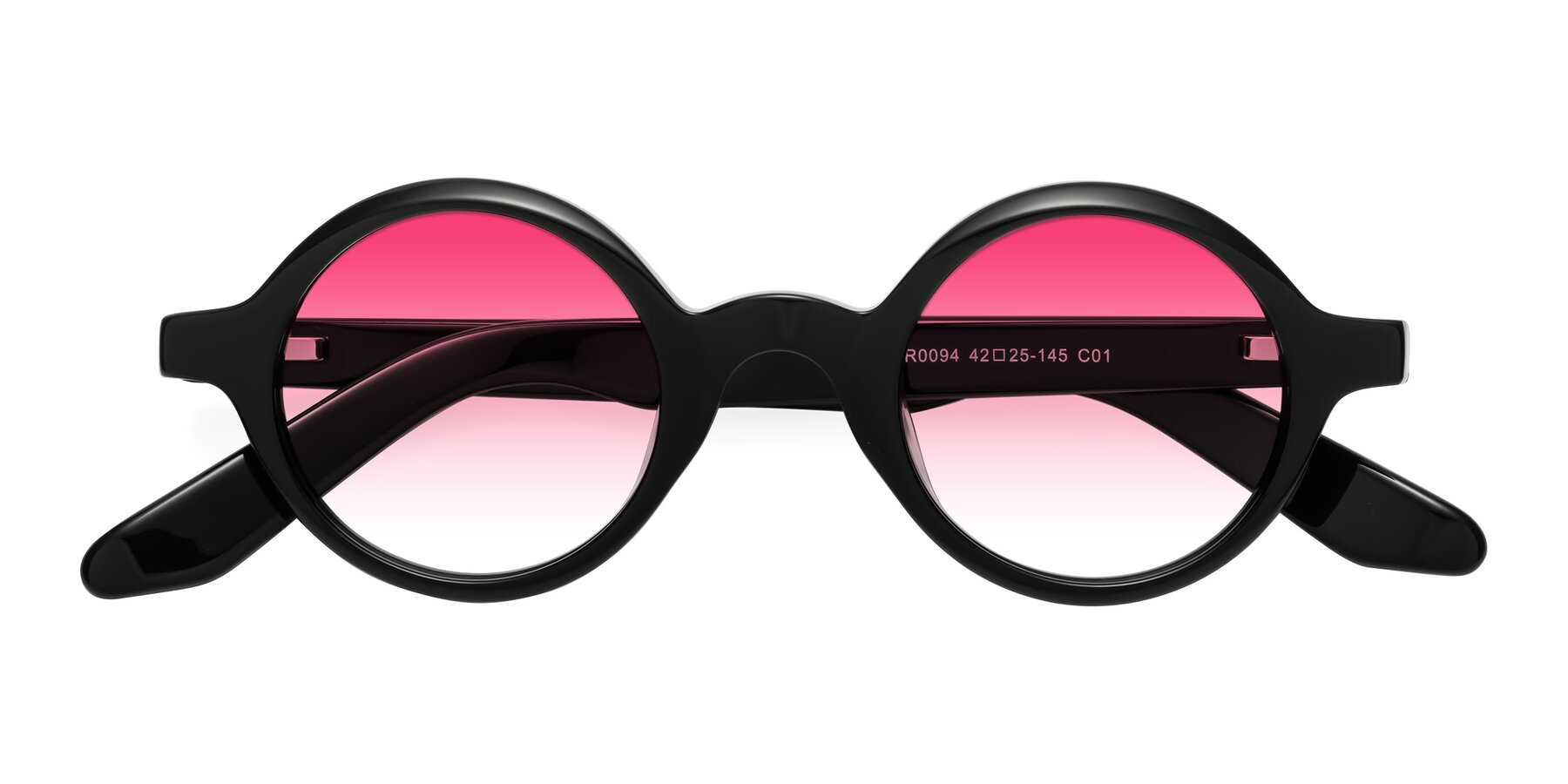 Folded Front of School in Black with Pink Gradient Lenses