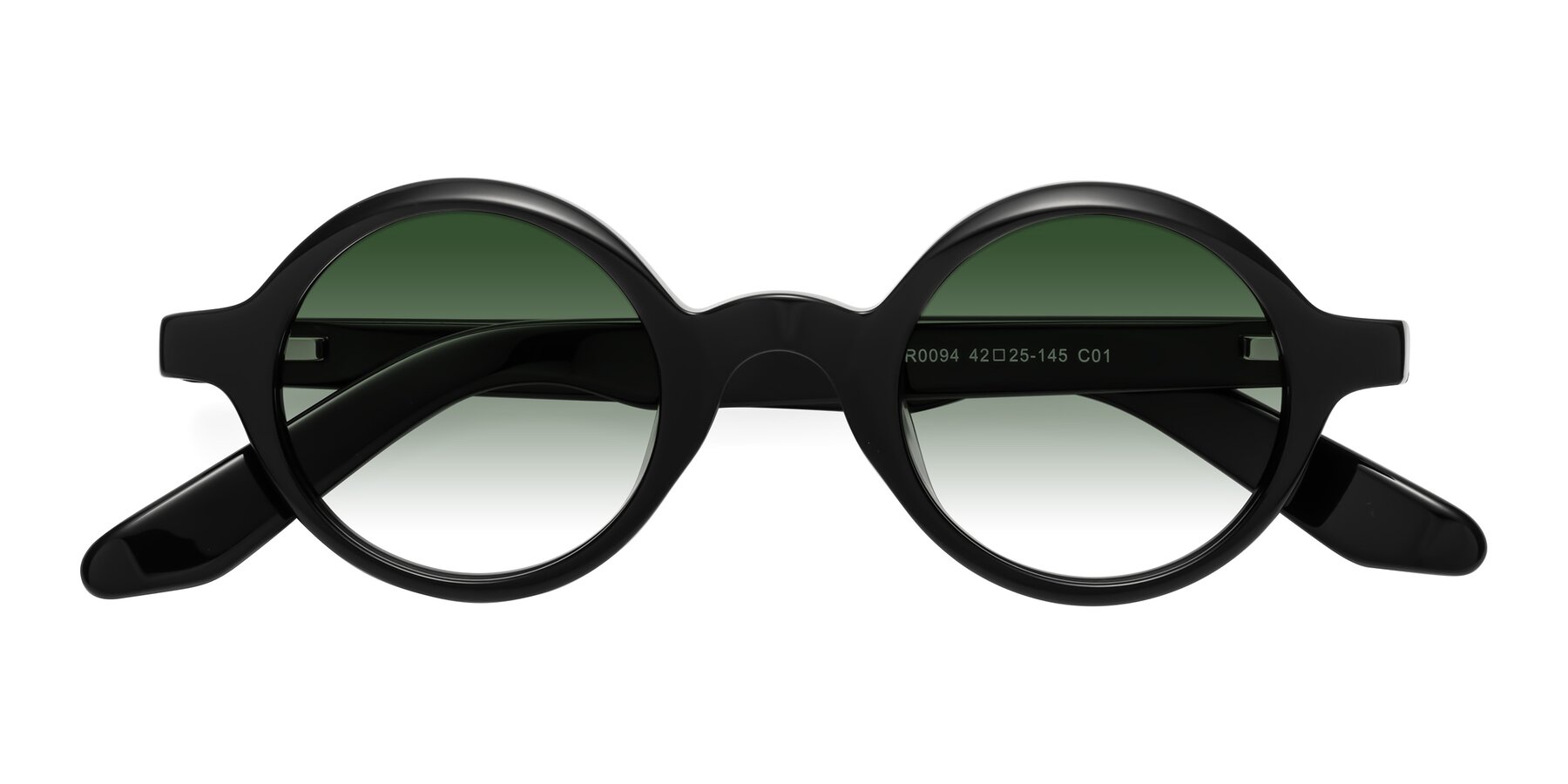 Folded Front of School in Black with Green Gradient Lenses