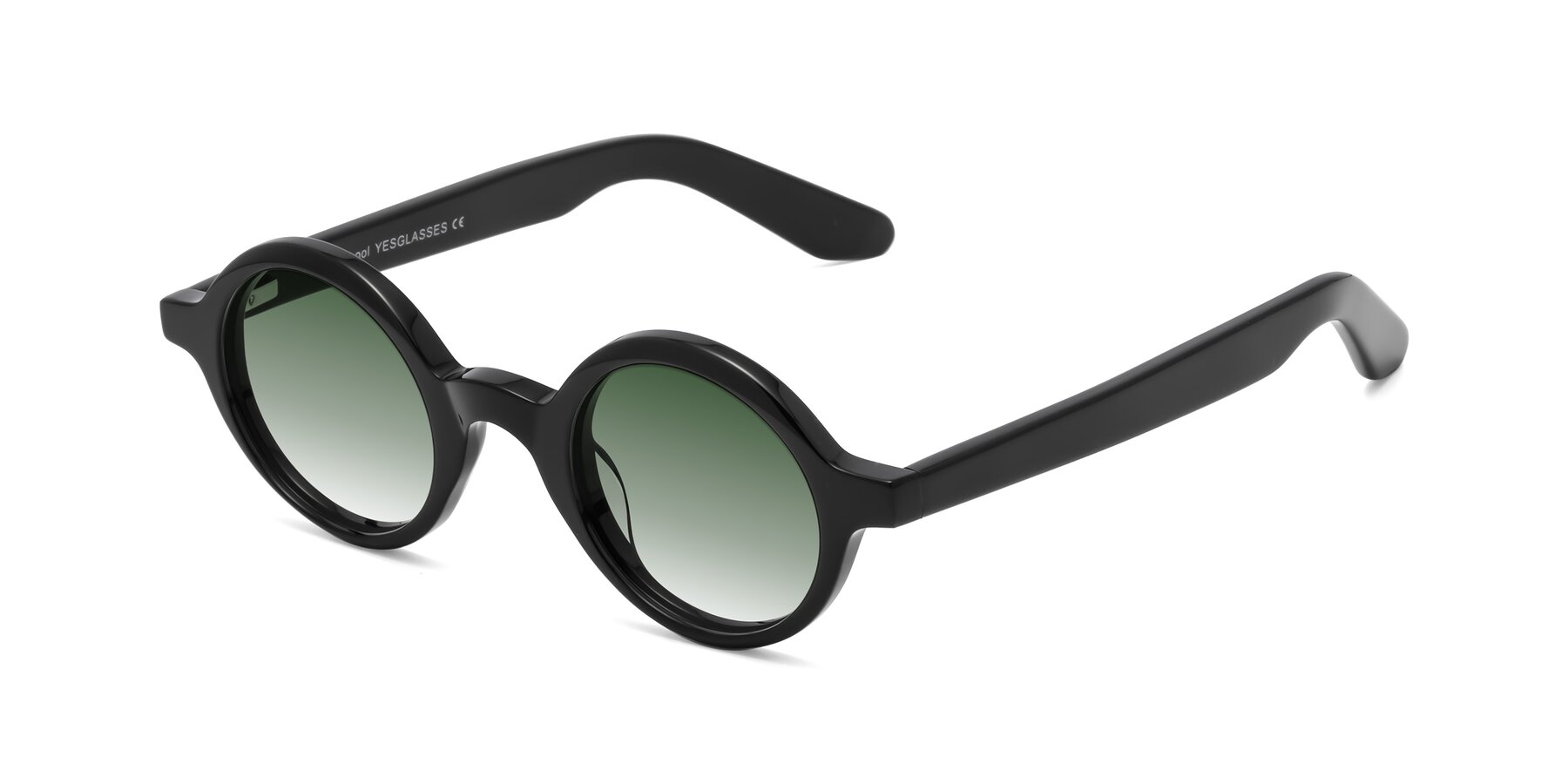 Angle of School in Black with Green Gradient Lenses
