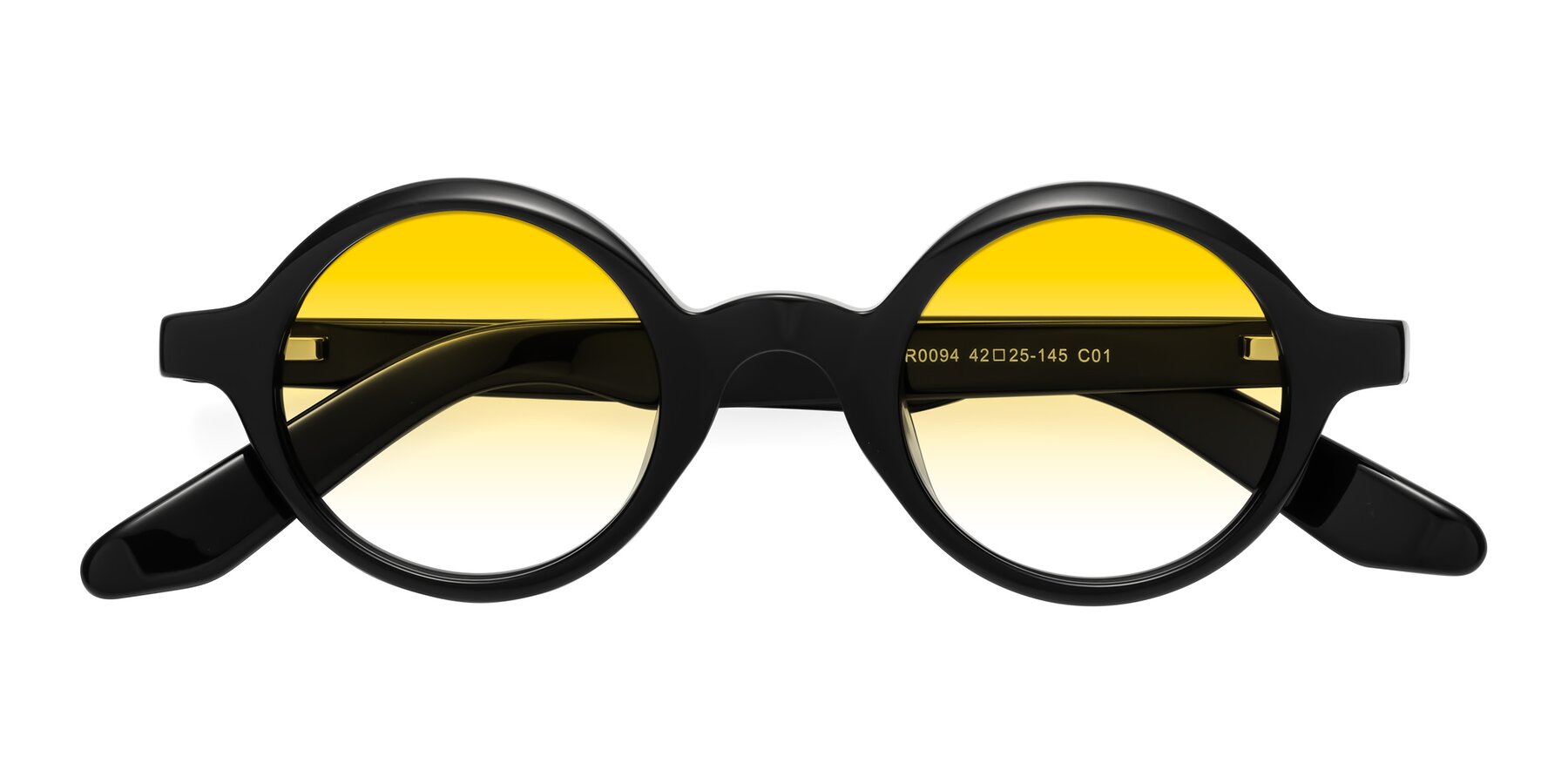 Folded Front of School in Black with Yellow Gradient Lenses