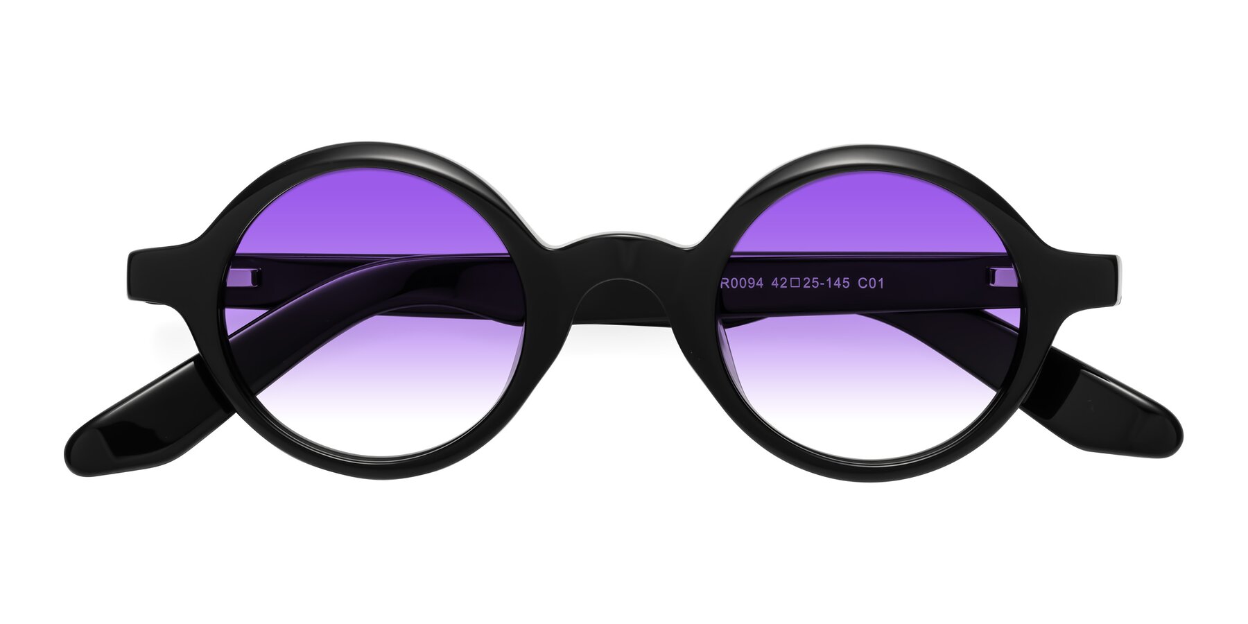 Folded Front of School in Black with Purple Gradient Lenses