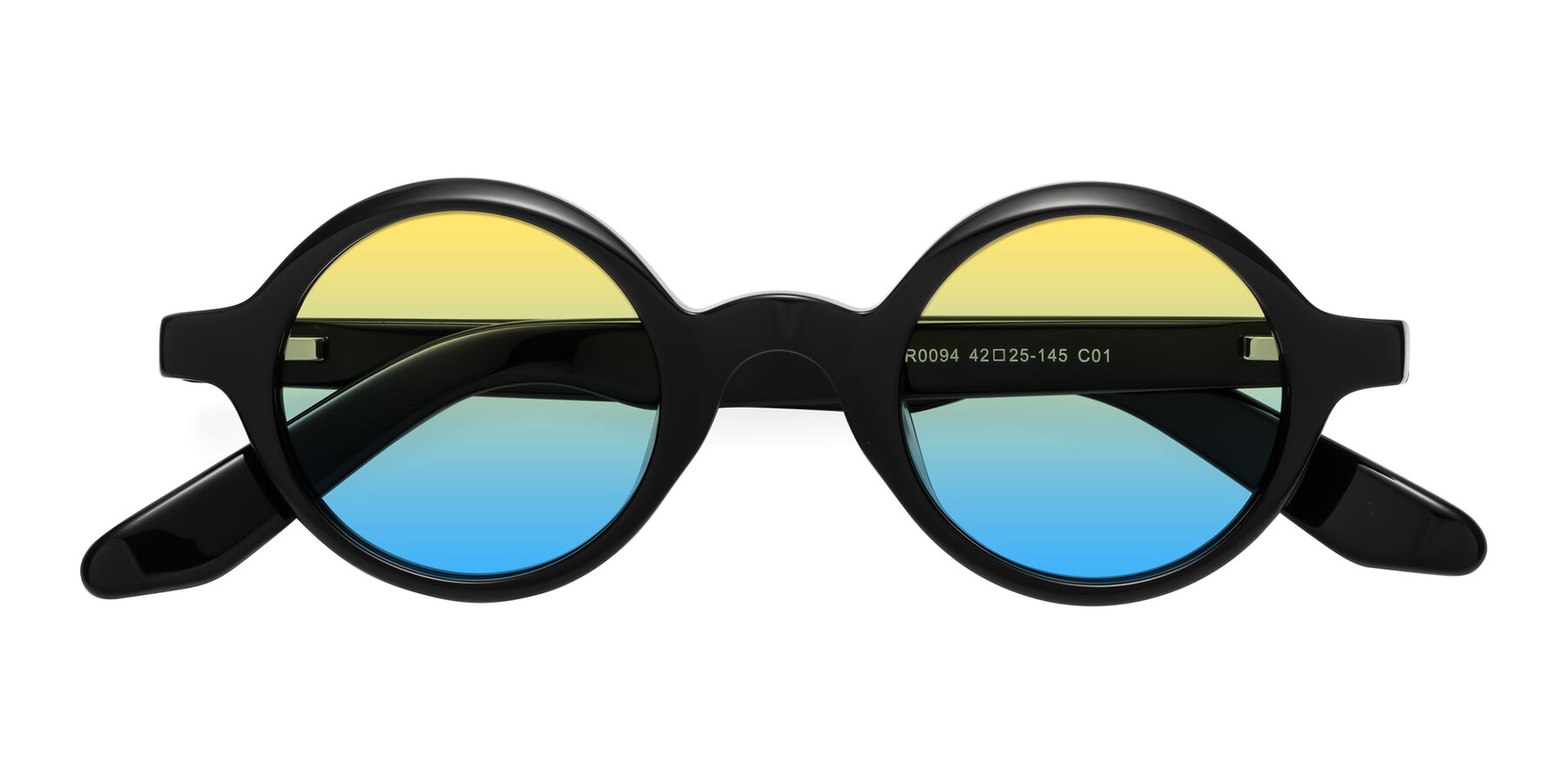 Folded Front of School in Black with Yellow / Blue Gradient Lenses