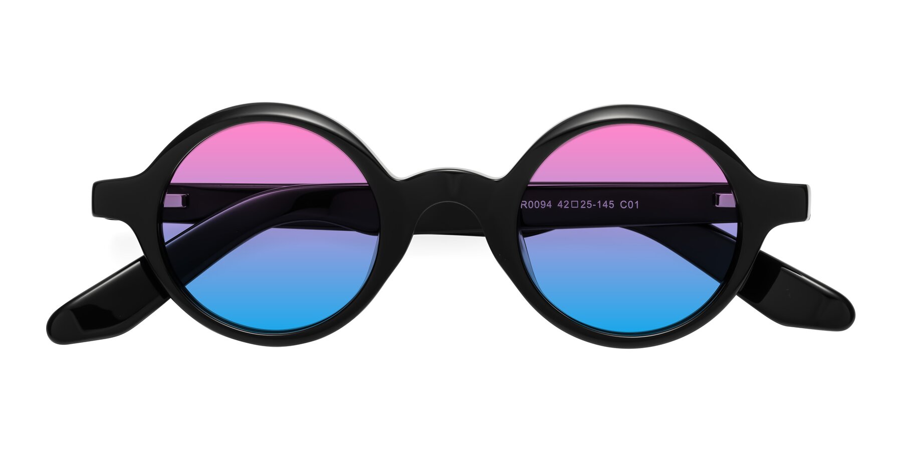 Folded Front of School in Black with Pink / Blue Gradient Lenses