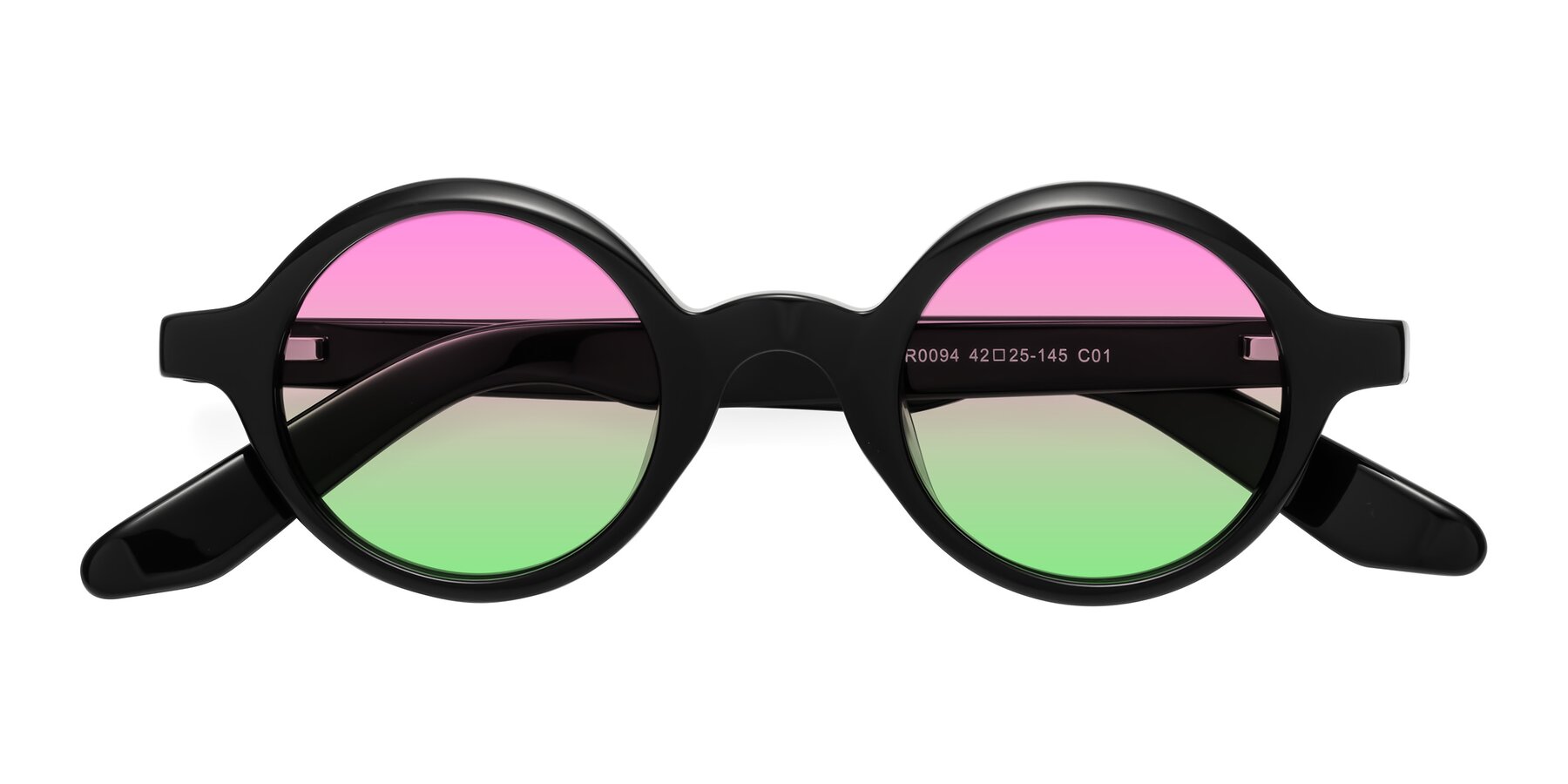 Folded Front of School in Black with Pink / Green Gradient Lenses
